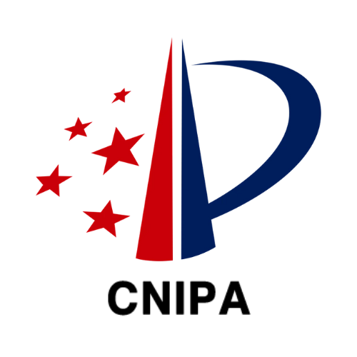 Logo of CNIPA with red and blue design elements on a white background